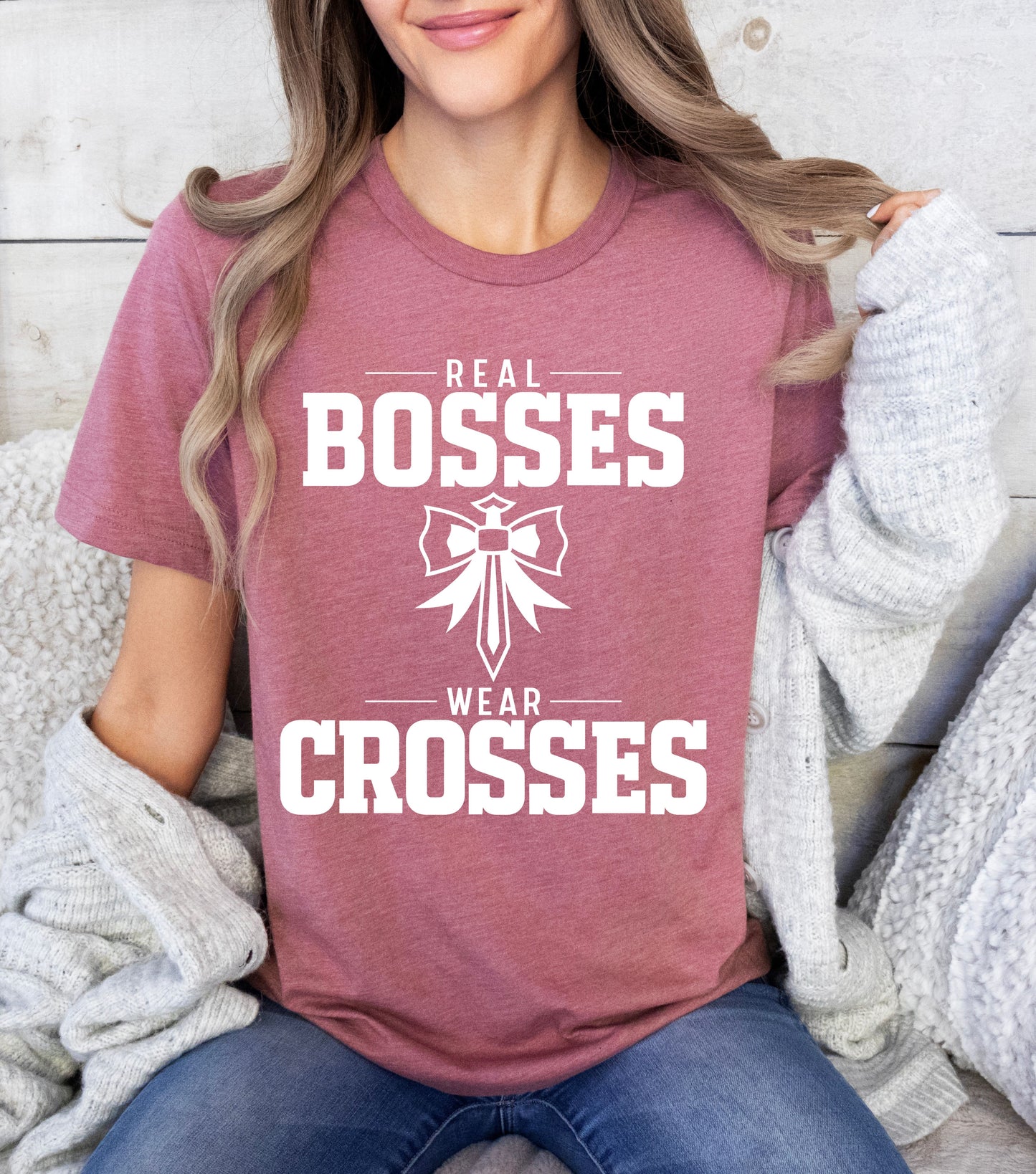 Real Bosses Wear Crosses (Bold Letters) - Nisgav Migdal Oz Apparel