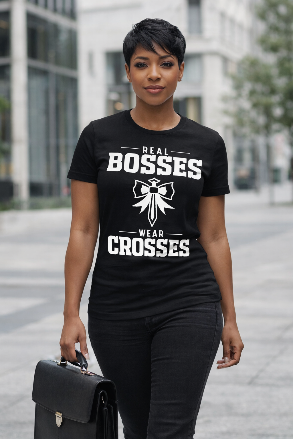 Real Bosses Wear Crosses (Bow Cross) - Nisgav Migdal Oz Apparel