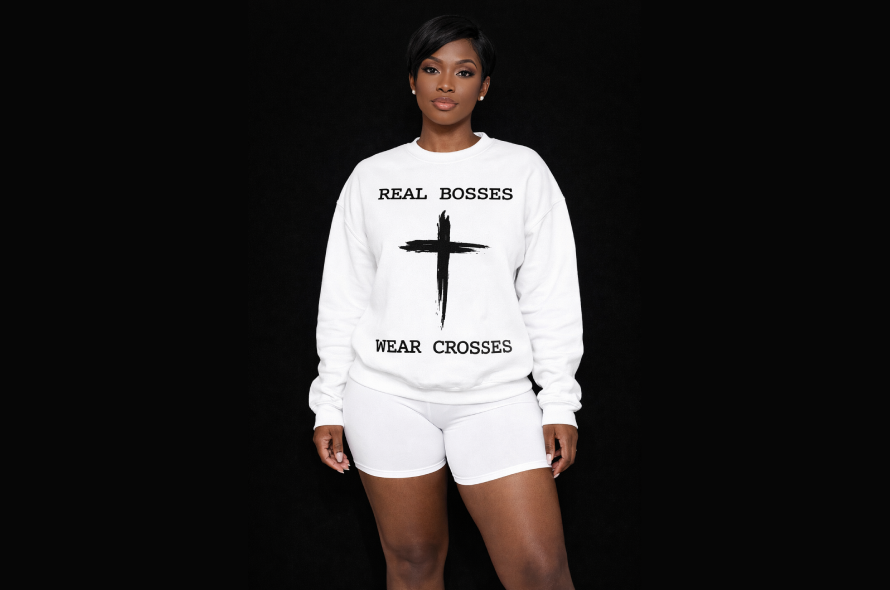 Real Bosses Wear Crosses Sweatshirt (Painted Cross) - Nisgav Migdal Oz Apparel