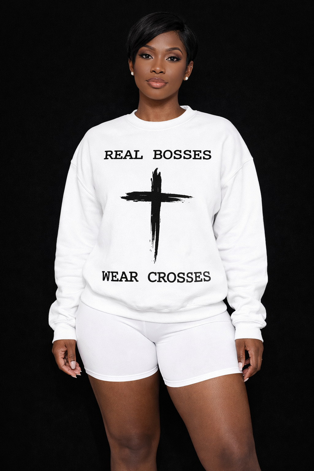 Real Bosses Wear Crosses Sweatshirt (Painted Cross) - Nisgav Migdal Oz Apparel