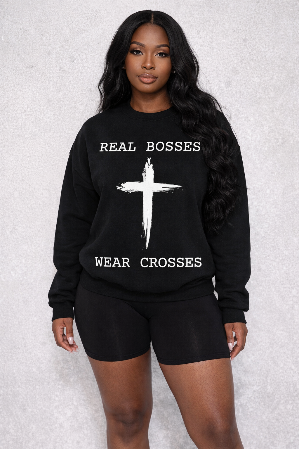 Real Bosses Wear Crosses Sweatshirt (Painted Cross) - Nisgav Migdal Oz Apparel